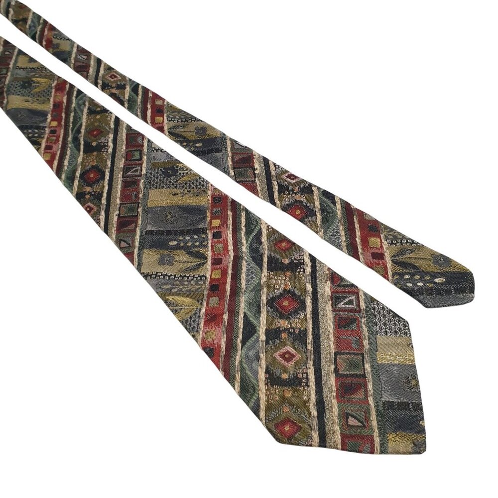 Marc Olivier Mod Woven Geometric Multicolor Neck Tie Vintage Elegant Design